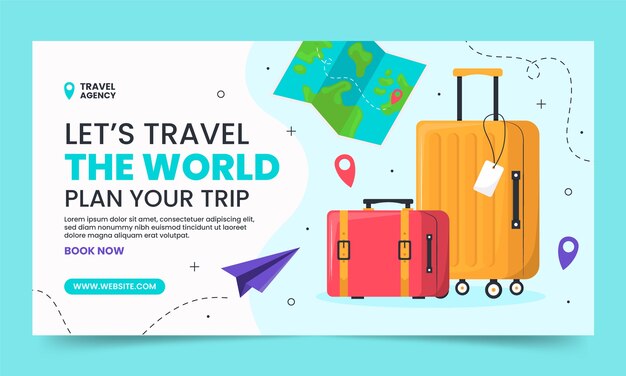 Hand drawn travel adventure facebook template