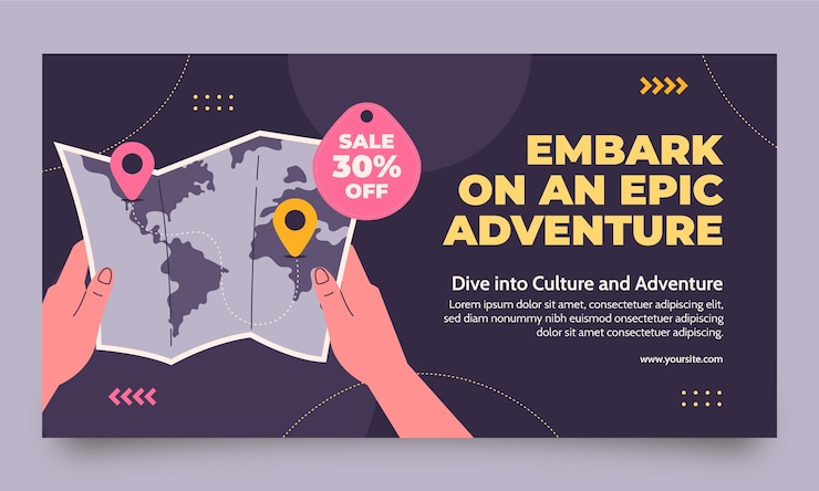 Free Vector hand drawn travel adventure facebook template