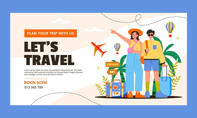 hand drawn travel adventure facebook template