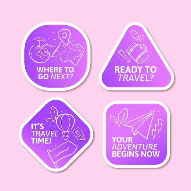 Hand drawn travel adventure labels