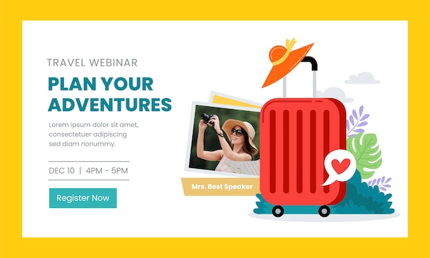 Vettore gratuito webinar di avventure di viaggio disegnate a mano