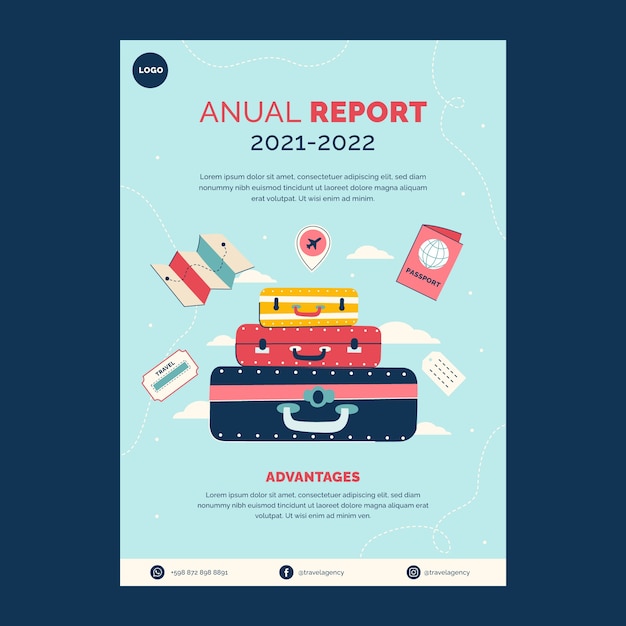 Relazione annuale dell'agenzia di viaggi disegnata a mano