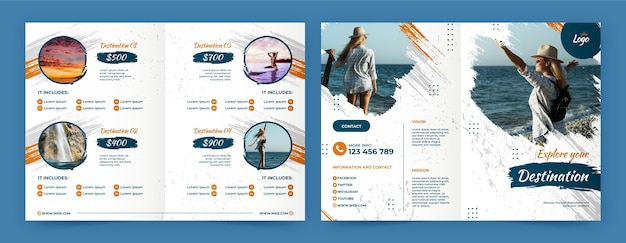 Hand drawn travel agency brochure