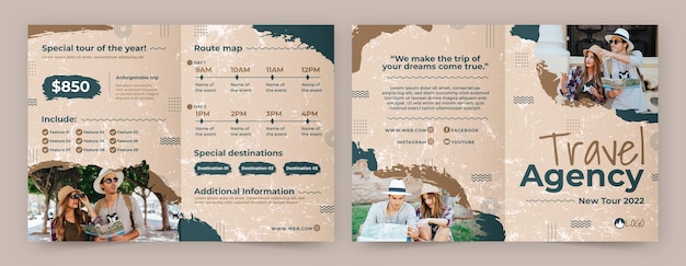 Hand drawn travel agency brochure