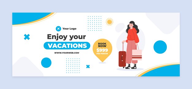 hand drawn travel agency facebook cover template