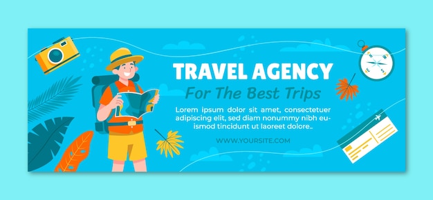 Hand drawn travel agency facebook cover template