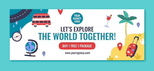 Free vector hand drawn travel agency facebook cover