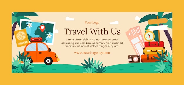 Hand drawn travel agency facebook cover