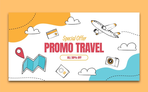 Free vector hand drawn travel agency facebook post with plane