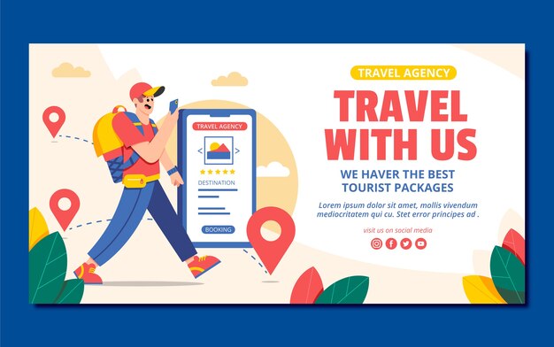 hand drawn travel agency facebook post