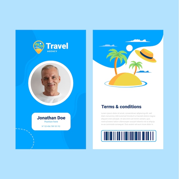 Free vector hand drawn travel agency id card