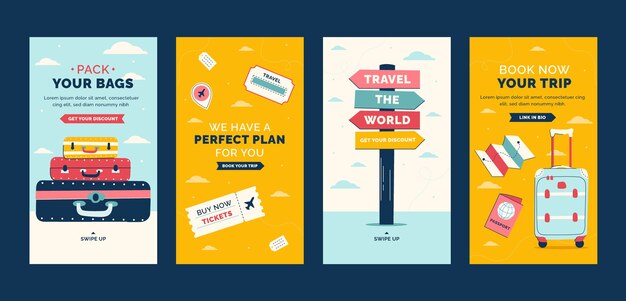 Hand drawn travel agency instagram stories