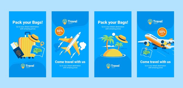 Hand drawn travel agency instagram stories