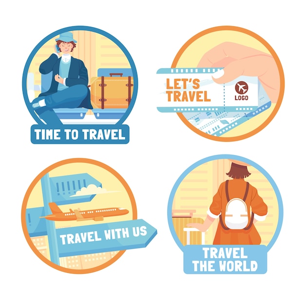 Hand drawn travel agency label collection