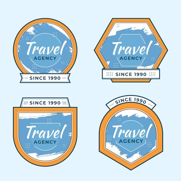 Free vector hand drawn travel agency labels template