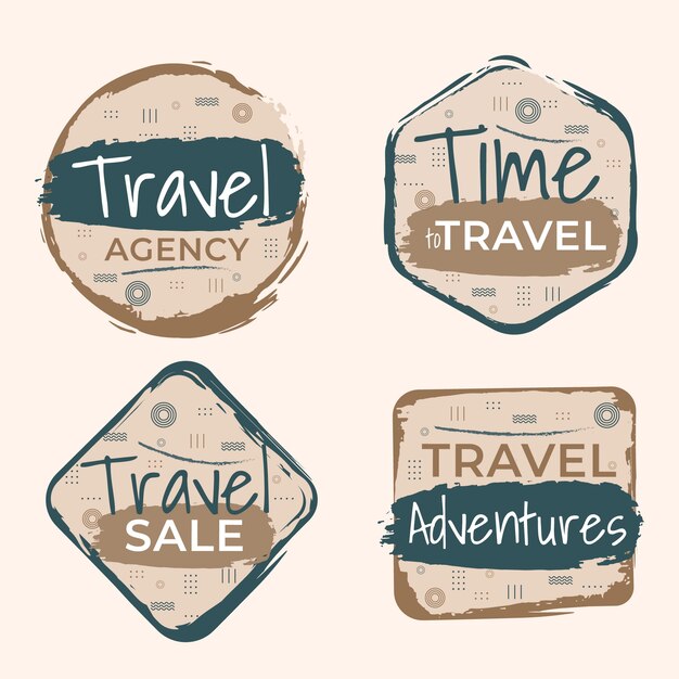 Hand drawn travel agency labels