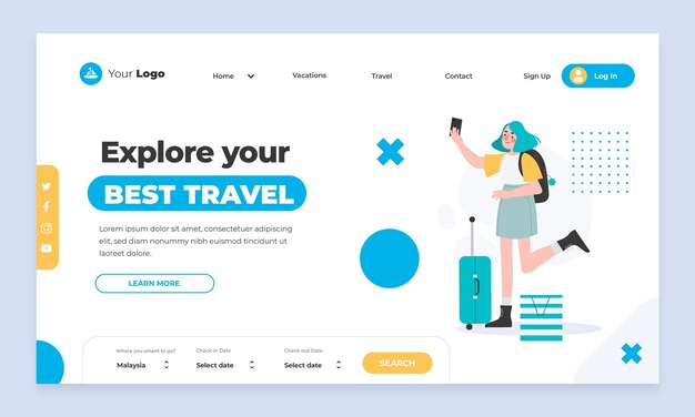 Hand drawn travel agency landing page template