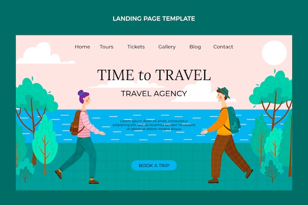 Free vector hand drawn travel agency landing page