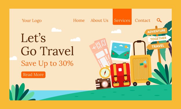 Hand drawn travel agency landing page