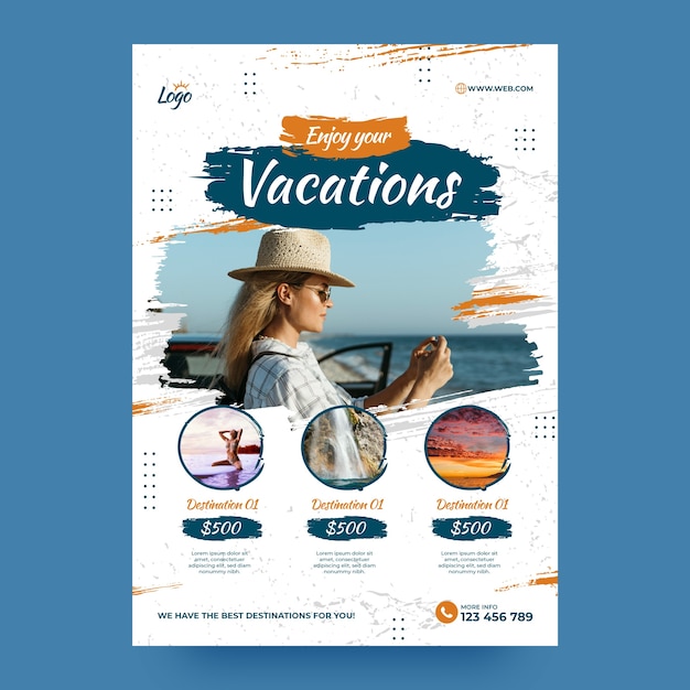 Hand drawn travel agency poster template