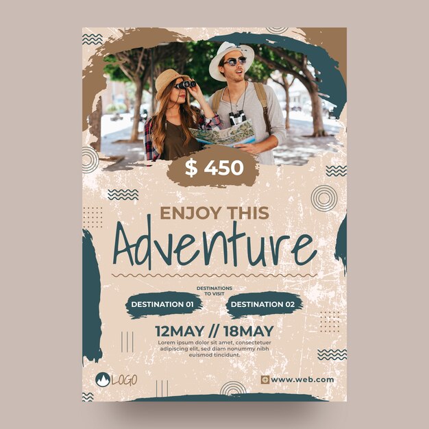 Hand drawn travel agency poster template