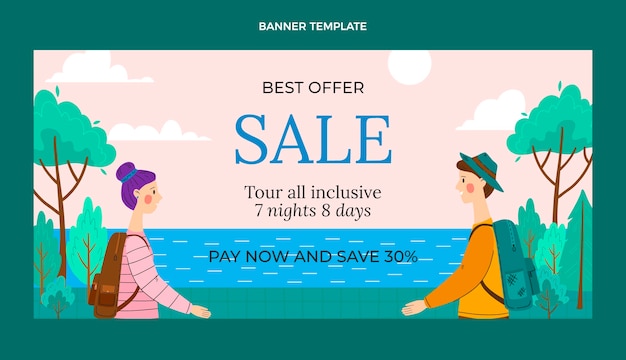 Hand drawn travel agency sale background