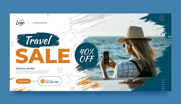 Free vector hand drawn travel agency sale banner