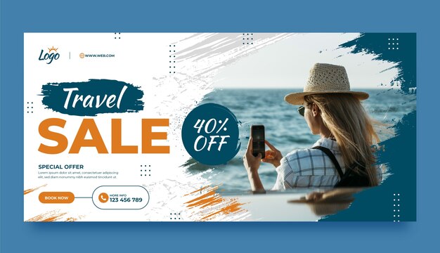 Hand drawn travel agency sale banner