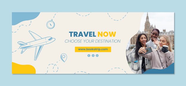 Hand drawn travel agency social media cover template