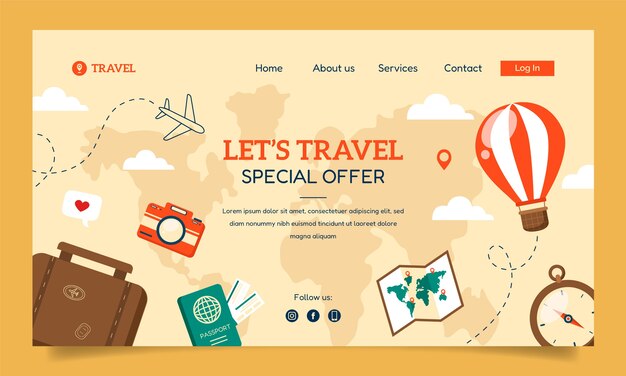 Hand drawn travel agency web template