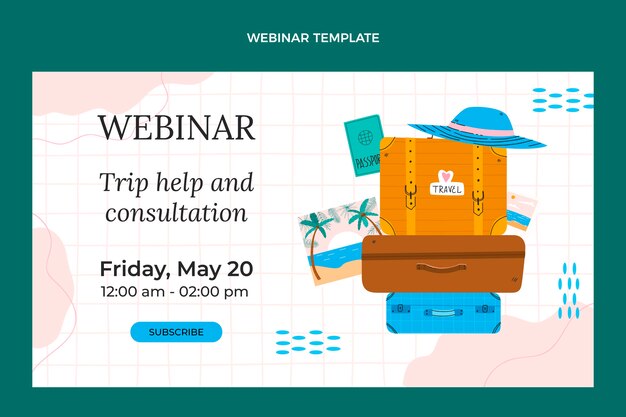 Vettore gratuito modello di webinar per agenzia di viaggi disegnato a mano