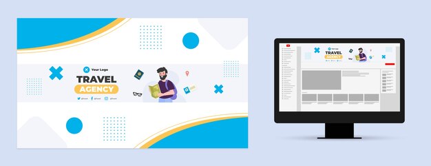 hand drawn travel agency youtube channel art template