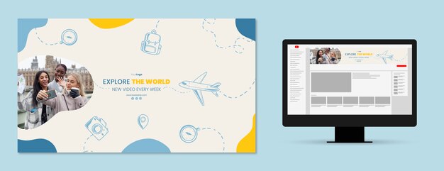 hand drawn travel agency youtube channel art