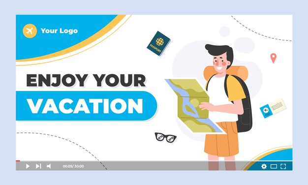 hand drawn travel agency youtube thumbnail template