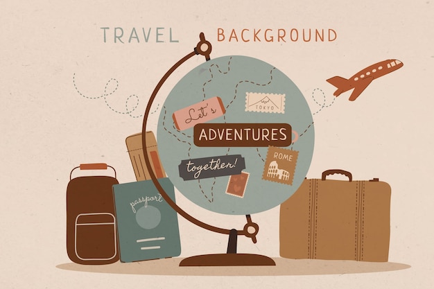 Free vector hand drawn travel background