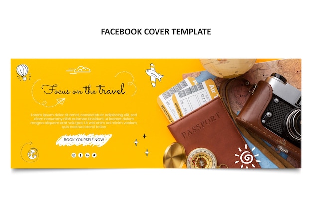 Free vector hand drawn travel facebook cover