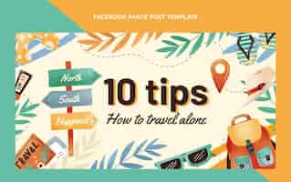 Free vector hand drawn travel facebook post