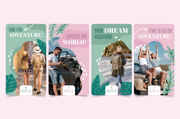 Hand drawn travel instagram story collection