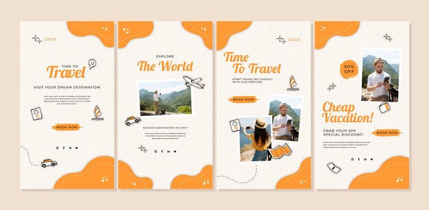 hand drawn travel instagram story collection