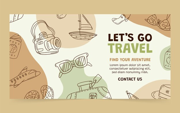 Hand drawn travel items facebook post