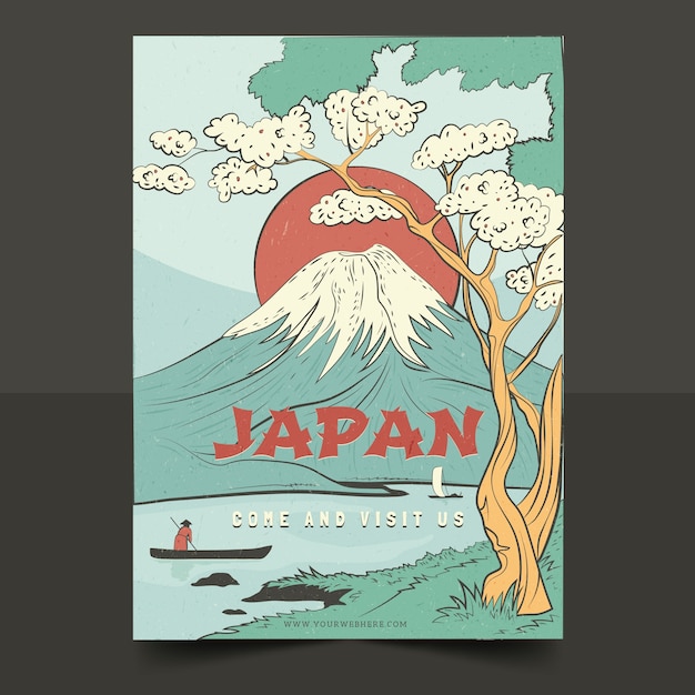 Free vector hand drawn travel japan poster