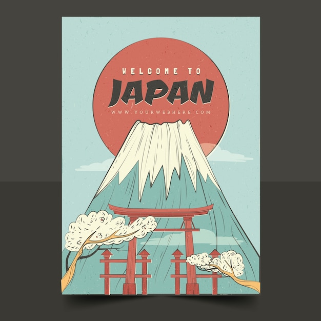 Free vector hand drawn travel japan texture poster  template