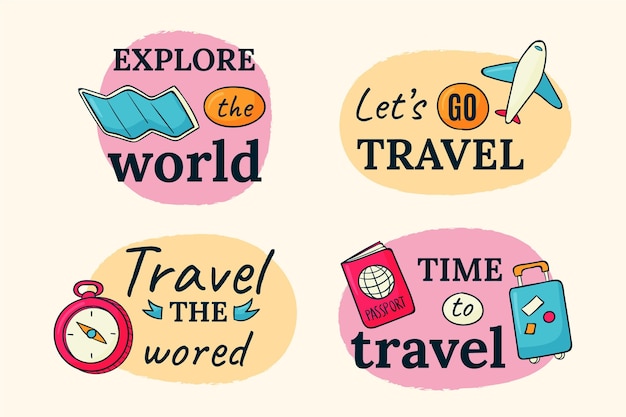 Free vector hand drawn travel label pack