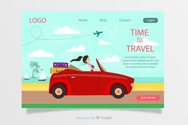 Hand drawn travel landing page template