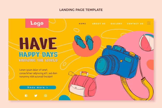 Hand drawn travel landing page template