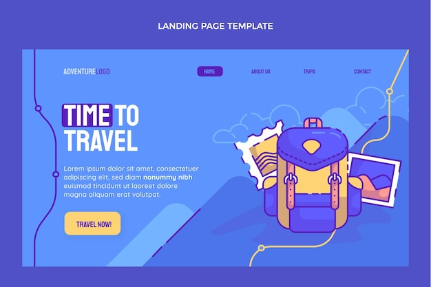 Hand drawn travel landing page template