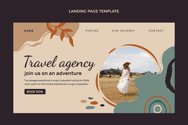 Hand drawn travel landing page template