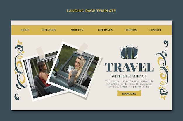 Free vector hand drawn travel landing page