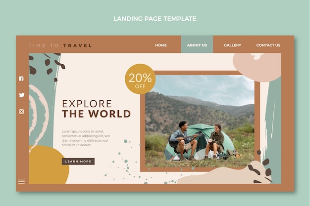 Vettore gratuito pagina di destinazione di viaggio disegnata a mano