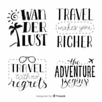 Free vector hand drawn travel lettering badges